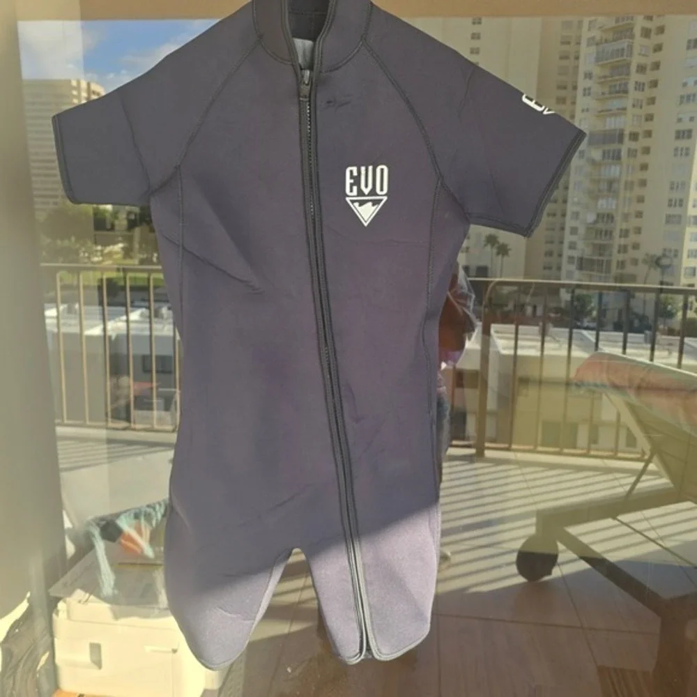 EVO 3mm Shorty Wetsuit Men's Size L Front Zip Water‎ Sports Diving Surfing